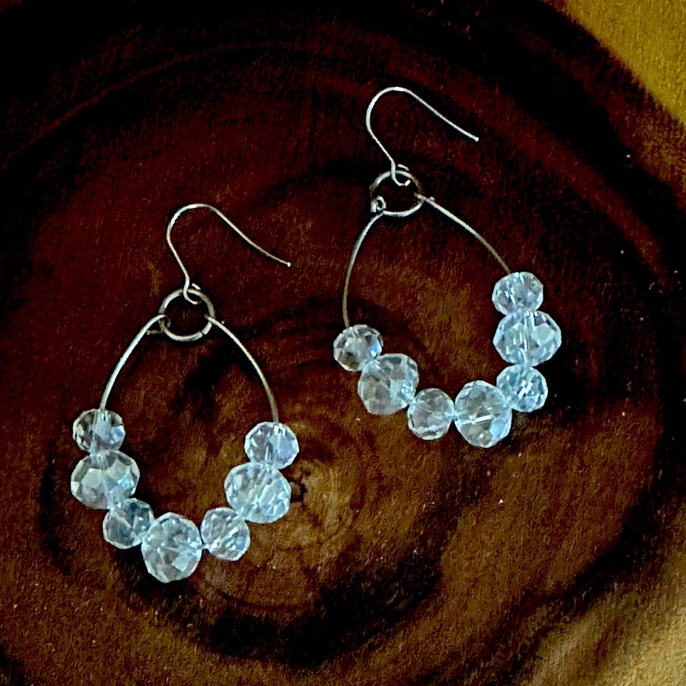 Teardrop Crystal Faceted Bead Earrings